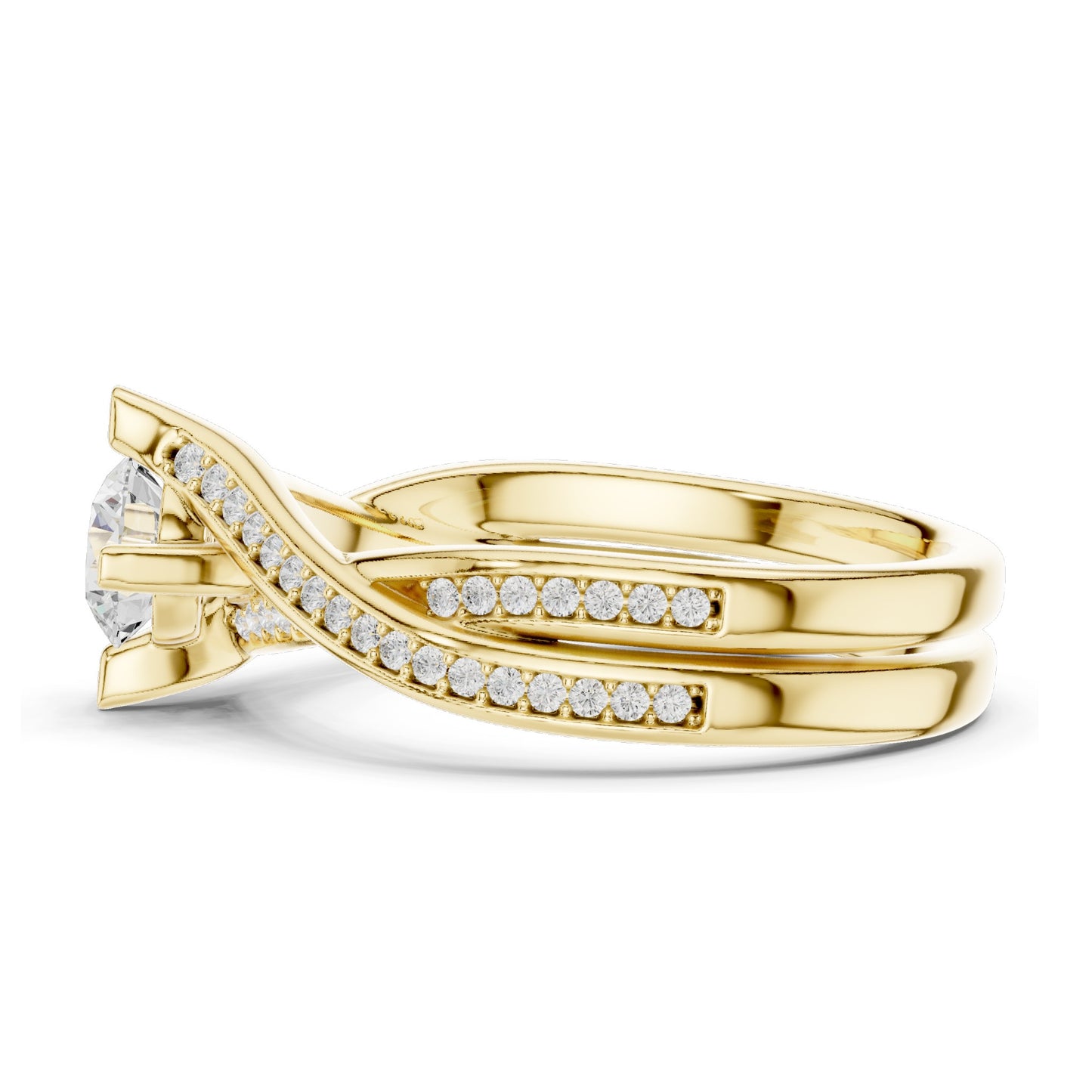 0.936 CT Round Brilliant Lab Diamond Ladies Ring with Pave Accent | VVS-VS EF Clarity | 18KT, 14KT, 10KT Gold & 925 Silver | Rose, Yellow, White Gold & Moissanite Options