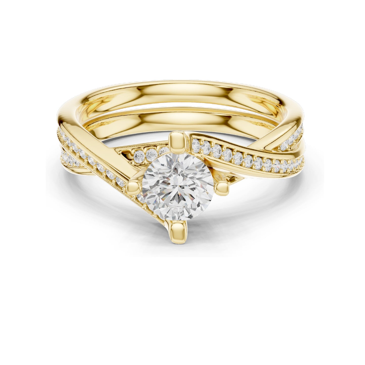 0.936 CT Round Brilliant Lab Diamond Ladies Ring with Pave Accent | VVS-VS EF Clarity | 18KT, 14KT, 10KT Gold & 925 Silver | Rose, Yellow, White Gold & Moissanite Options