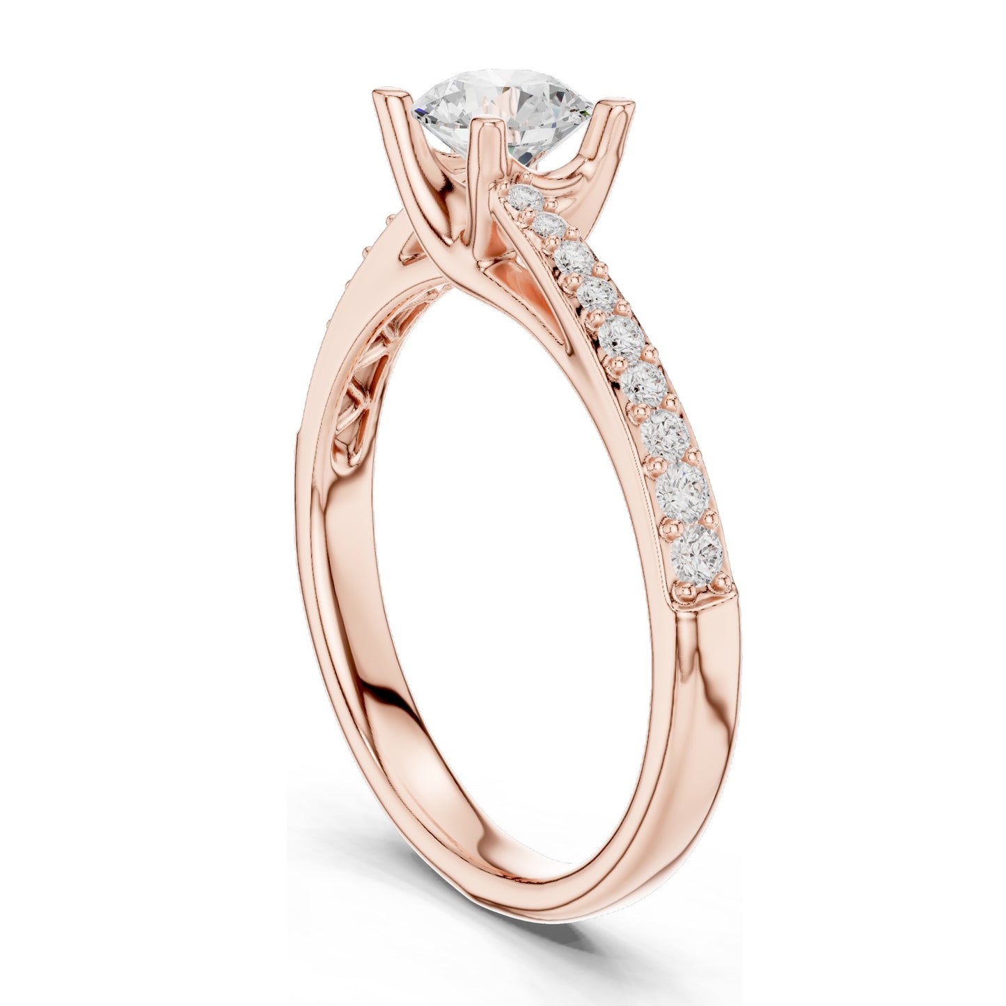0.82 CT Round Brilliant Lab Diamond Engagement Ring for Women | VVS-VS EF Clarity | 18KT, 14KT, 10KT Gold & 925 Silver | Rose, Yellow, White Gold & Moissanite Options