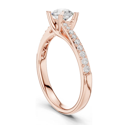 0.82 CT Round Brilliant Lab Diamond Engagement Ring for Women | VVS-VS EF Clarity | 18KT, 14KT, 10KT Gold & 925 Silver | Rose, Yellow, White Gold & Moissanite Options