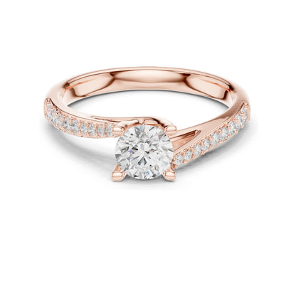 0.82 CT Round Brilliant Lab Diamond Engagement Ring for Women | VVS-VS EF Clarity | 18KT, 14KT, 10KT Gold & 925 Silver | Rose, Yellow, White Gold & Moissanite Options