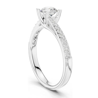 0.82 CT Round Brilliant Lab Diamond Engagement Ring for Women | VVS-VS EF Clarity | 18KT, 14KT, 10KT Gold & 925 Silver | Rose, Yellow, White Gold & Moissanite Options