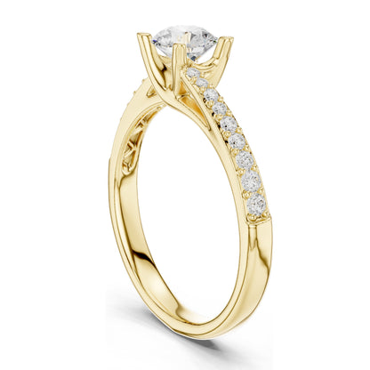 0.82 CT Round Brilliant Lab Diamond Engagement Ring for Women | VVS-VS EF Clarity | 18KT, 14KT, 10KT Gold & 925 Silver | Rose, Yellow, White Gold & Moissanite Options
