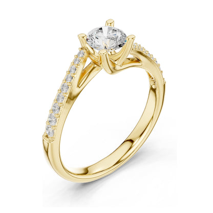 0.82 CT Round Brilliant Lab Diamond Engagement Ring for Women | VVS-VS EF Clarity | 18KT, 14KT, 10KT Gold & 925 Silver | Rose, Yellow, White Gold & Moissanite Options