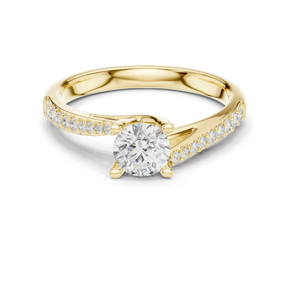 0.82 CT Round Brilliant Lab Diamond Engagement Ring for Women | VVS-VS EF Clarity | 18KT, 14KT, 10KT Gold & 925 Silver | Rose, Yellow, White Gold & Moissanite Options