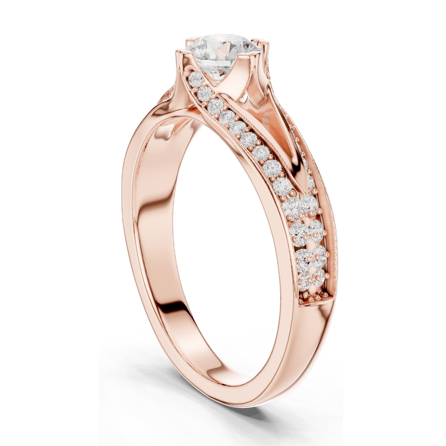 1.062 CT Round Brilliant Lab Diamond Ring for Women | VVS-VS EF Clarity | 18KT, 14KT, 10KT Gold & 925 Silver | Rose, Yellow, White Gold & Moissanite Options