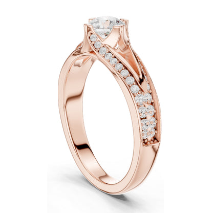 1.062 CT Round Brilliant Lab Diamond Ring for Women | VVS-VS EF Clarity | 18KT, 14KT, 10KT Gold & 925 Silver | Rose, Yellow, White Gold & Moissanite Options