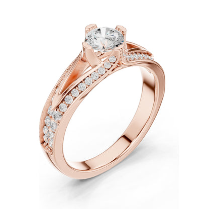 1.062 CT Round Brilliant Lab Diamond Ring for Women | VVS-VS EF Clarity | 18KT, 14KT, 10KT Gold & 925 Silver | Rose, Yellow, White Gold & Moissanite Options