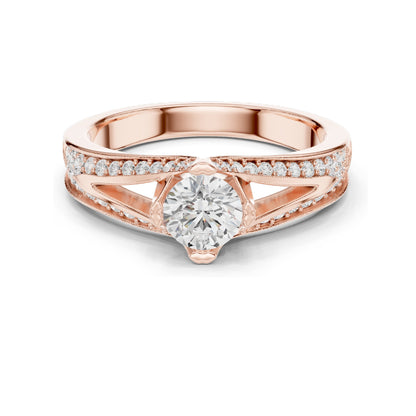 1.062 CT Round Brilliant Lab Diamond Ring for Women | VVS-VS EF Clarity | 18KT, 14KT, 10KT Gold & 925 Silver | Rose, Yellow, White Gold & Moissanite Options