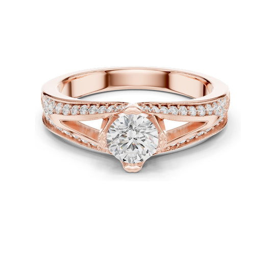 1.062 CT Round Brilliant Lab Diamond Ring for Women | VVS-VS EF Clarity | 18KT, 14KT, 10KT Gold & 925 Silver | Rose, Yellow, White Gold & Moissanite Options