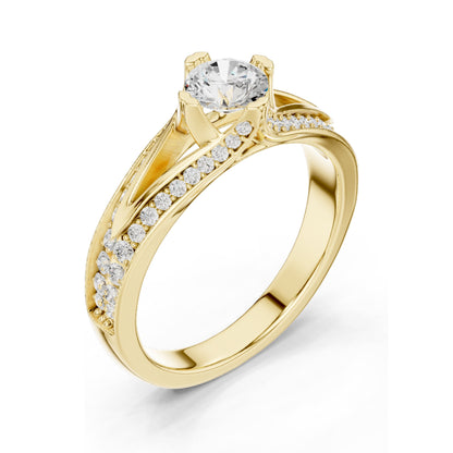 1.062 CT Round Brilliant Lab Diamond Ring for Women | VVS-VS EF Clarity | 18KT, 14KT, 10KT Gold & 925 Silver | Rose, Yellow, White Gold & Moissanite Options
