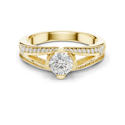 1.062 CT Round Brilliant Lab Diamond Ring for Women | VVS-VS EF Clarity | 18KT, 14KT, 10KT Gold & 925 Silver | Rose, Yellow, White Gold & Moissanite Options