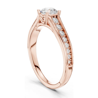 0.956 CT Round Brilliant Lab Diamond Ring for Women | VVS-VS EF Clarity | 18KT, 14KT, 10KT Gold & 925 Silver | Rose, Yellow, White Gold & Moissanite Options