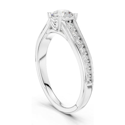 0.956 CT Round Brilliant Lab Diamond Ring for Women | VVS-VS EF Clarity | 18KT, 14KT, 10KT Gold & 925 Silver | Rose, Yellow, White Gold & Moissanite Options