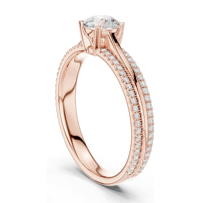 0.946 CT Round Brilliant Lab Diamond Ring for Women | VVS-VS EF Clarity | 18KT, 14KT, 10KT Gold & 925 Silver | Rose, Yellow, White Gold & Moissanite Options