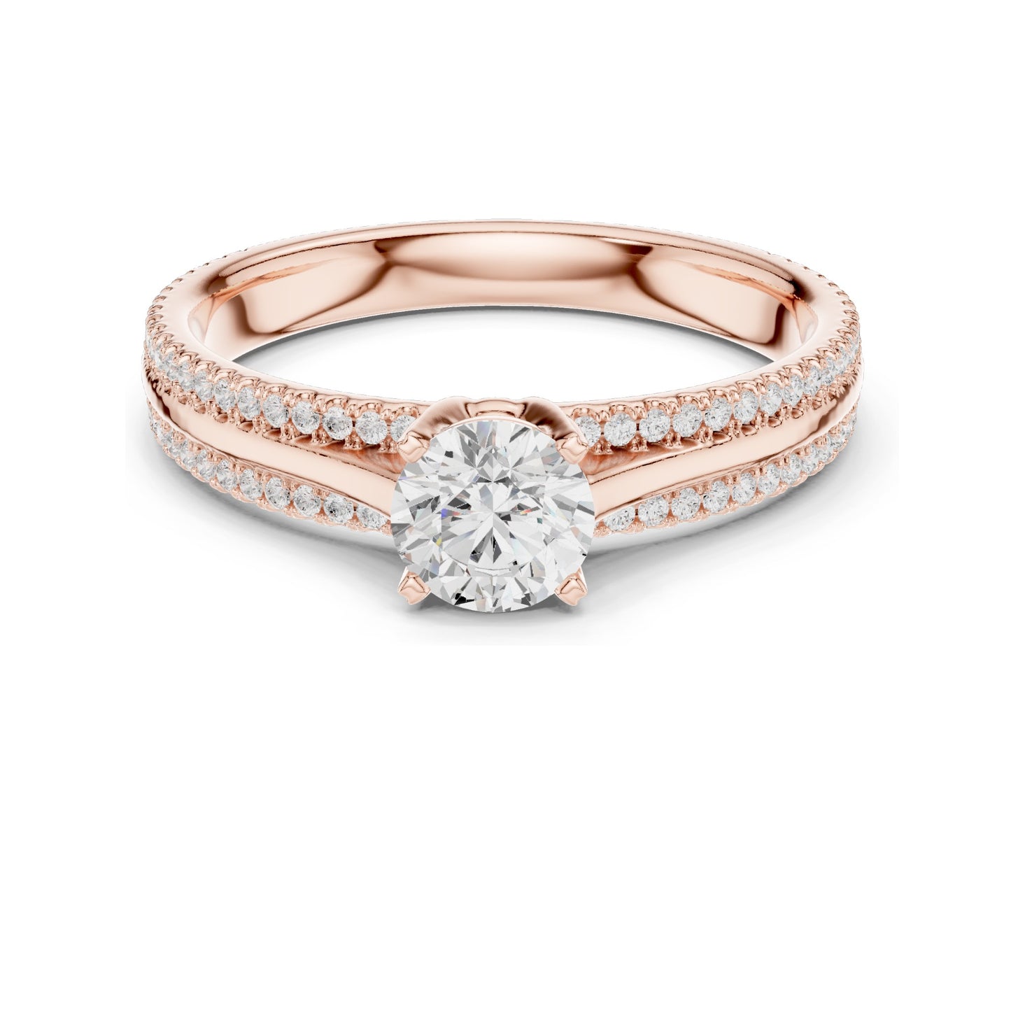 0.946 CT Round Brilliant Lab Diamond Ring for Women | VVS-VS EF Clarity | 18KT, 14KT, 10KT Gold & 925 Silver | Rose, Yellow, White Gold & Moissanite Options