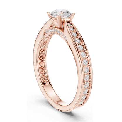 0.92 CT Round Brilliant Lab Diamond Engagement Ring for Women | VVS-VS EF Clarity | 18KT, 14KT, 10KT Gold & 925 Silver | Moissanite & Gold Options