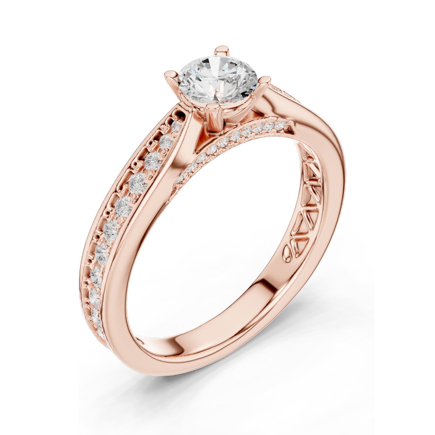 0.92 CT Round Brilliant Lab Diamond Engagement Ring for Women | VVS-VS EF Clarity | 18KT, 14KT, 10KT Gold & 925 Silver | Moissanite & Gold Options
