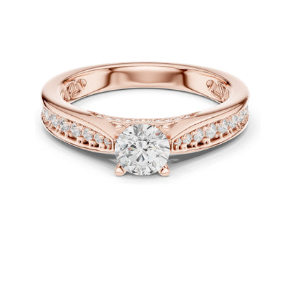 0.92 CT Round Brilliant Lab Diamond Engagement Ring for Women | VVS-VS EF Clarity | 18KT, 14KT, 10KT Gold & 925 Silver | Moissanite & Gold Options