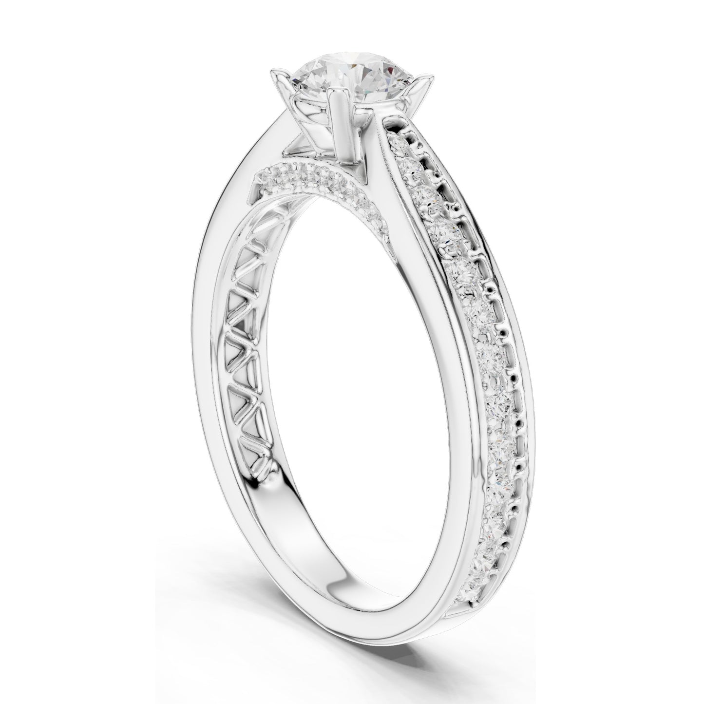 0.92 CT Round Brilliant Lab Diamond Engagement Ring for Women | VVS-VS EF Clarity | 18KT, 14KT, 10KT Gold & 925 Silver | Moissanite & Gold Options