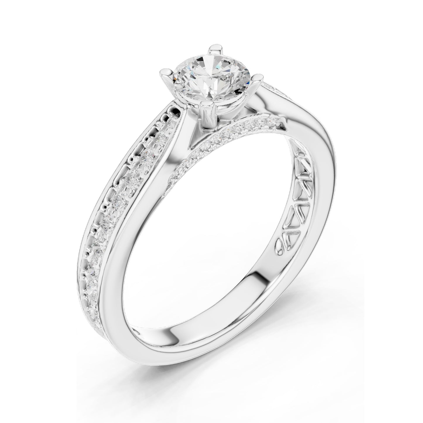 0.92 CT Round Brilliant Lab Diamond Engagement Ring for Women | VVS-VS EF Clarity | 18KT, 14KT, 10KT Gold & 925 Silver | Moissanite & Gold Options