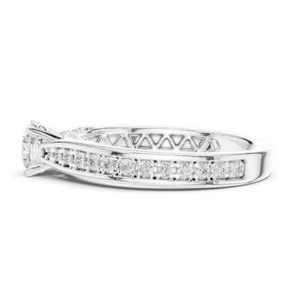 0.92 CT Round Brilliant Lab Diamond Engagement Ring for Women | VVS-VS EF Clarity | 18KT, 14KT, 10KT Gold & 925 Silver | Moissanite & Gold Options