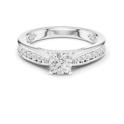 0.92 CT Round Brilliant Lab Diamond Engagement Ring for Women | VVS-VS EF Clarity | 18KT, 14KT, 10KT Gold & 925 Silver | Moissanite & Gold Options