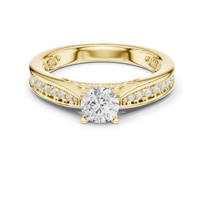 0.92 CT Round Brilliant Lab Diamond Engagement Ring for Women | VVS-VS EF Clarity | 18KT, 14KT, 10KT Gold & 925 Silver | Moissanite & Gold Options