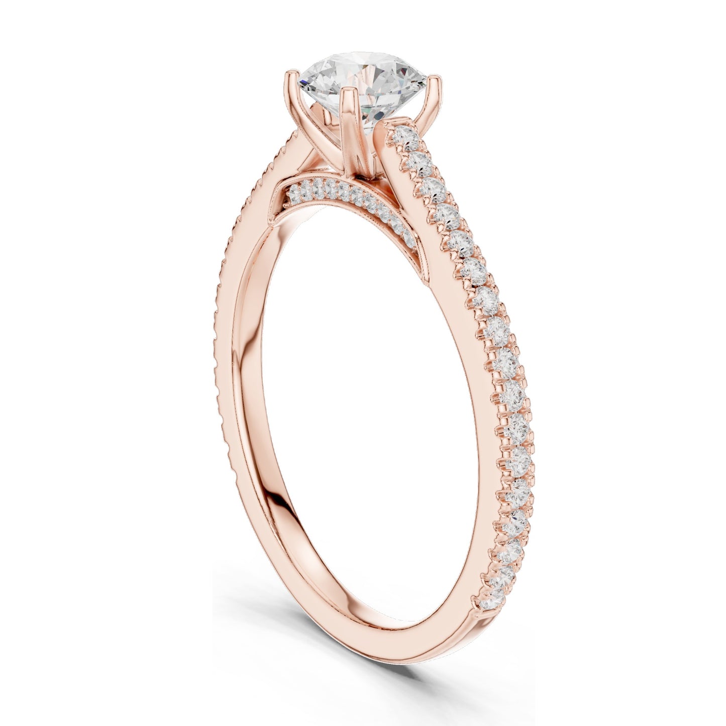 0.96 CT Round Brilliant Lab Diamond Engagement Ring for Women | VVS-VS EF Clarity | 18KT, 14KT, 10KT Gold & 925 Silver | Rose, Yellow, White Gold & Moissanite Options