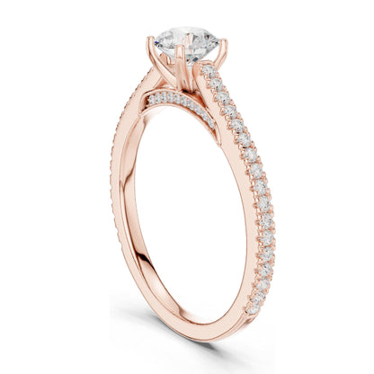 0.96 CT Round Brilliant Lab Diamond Engagement Ring for Women | VVS-VS EF Clarity | 18KT, 14KT, 10KT Gold & 925 Silver | Rose, Yellow, White Gold & Moissanite Options