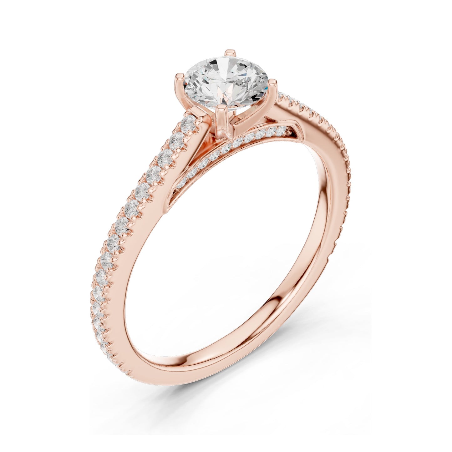 0.96 CT Round Brilliant Lab Diamond Engagement Ring for Women | VVS-VS EF Clarity | 18KT, 14KT, 10KT Gold & 925 Silver | Rose, Yellow, White Gold & Moissanite Options