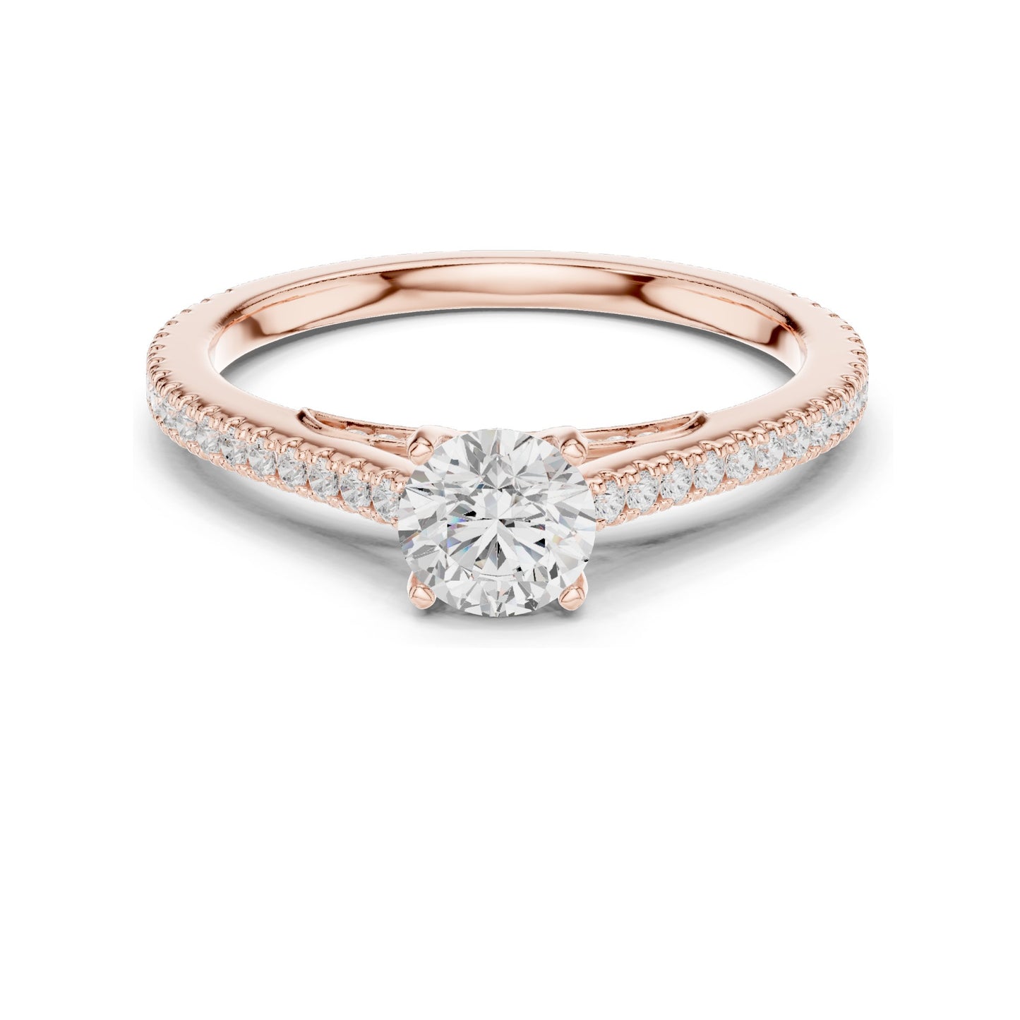 0.96 CT Round Brilliant Lab Diamond Engagement Ring for Women | VVS-VS EF Clarity | 18KT, 14KT, 10KT Gold & 925 Silver | Rose, Yellow, White Gold & Moissanite Options