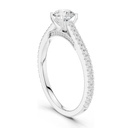 0.96 CT Round Brilliant Lab Diamond Engagement Ring for Women | VVS-VS EF Clarity | 18KT, 14KT, 10KT Gold & 925 Silver | Rose, Yellow, White Gold & Moissanite Options