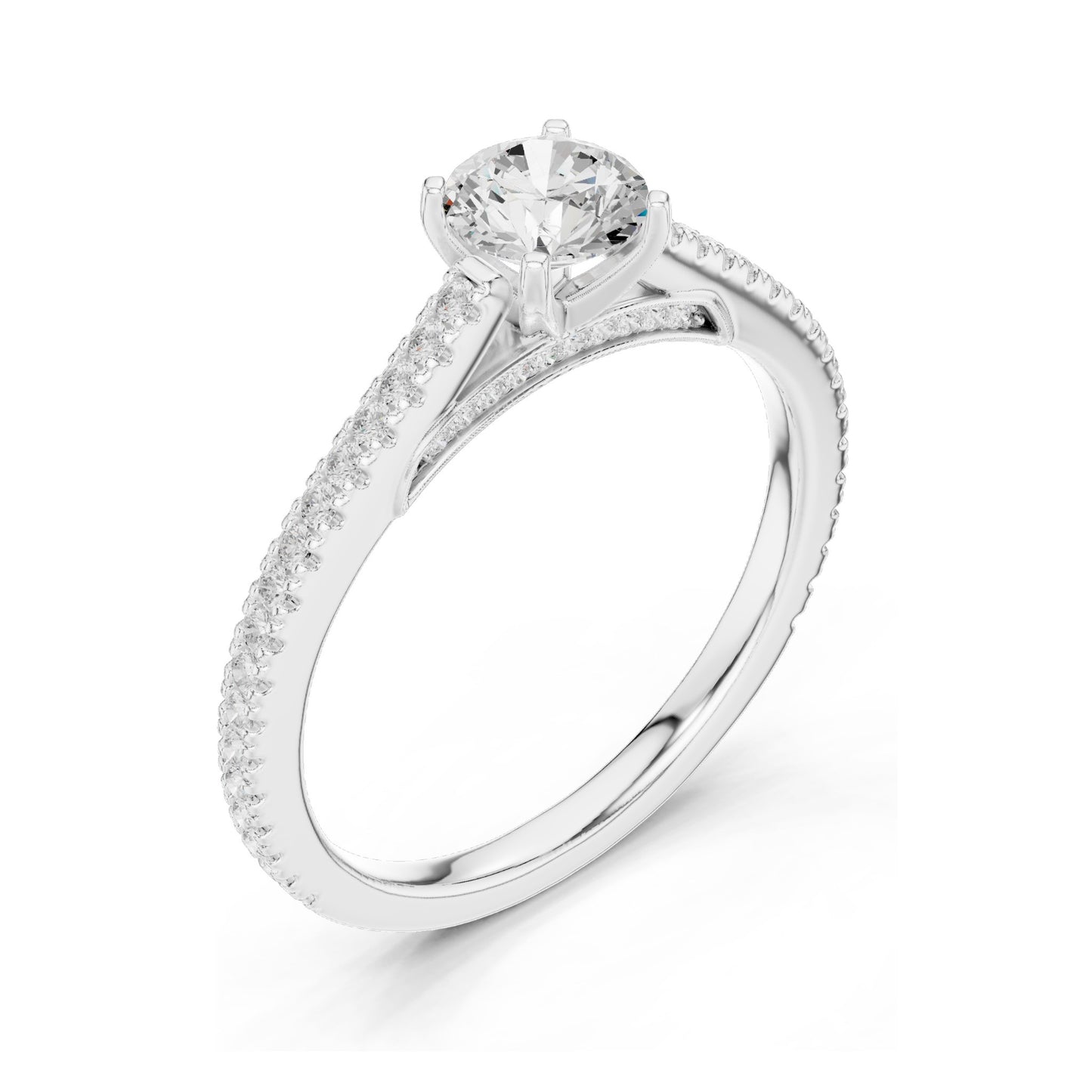 0.96 CT Round Brilliant Lab Diamond Engagement Ring for Women | VVS-VS EF Clarity | 18KT, 14KT, 10KT Gold & 925 Silver | Rose, Yellow, White Gold & Moissanite Options