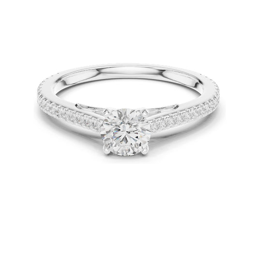 0.96 CT Round Brilliant Lab Diamond Engagement Ring for Women | VVS-VS EF Clarity | 18KT, 14KT, 10KT Gold & 925 Silver | Rose, Yellow, White Gold & Moissanite Options