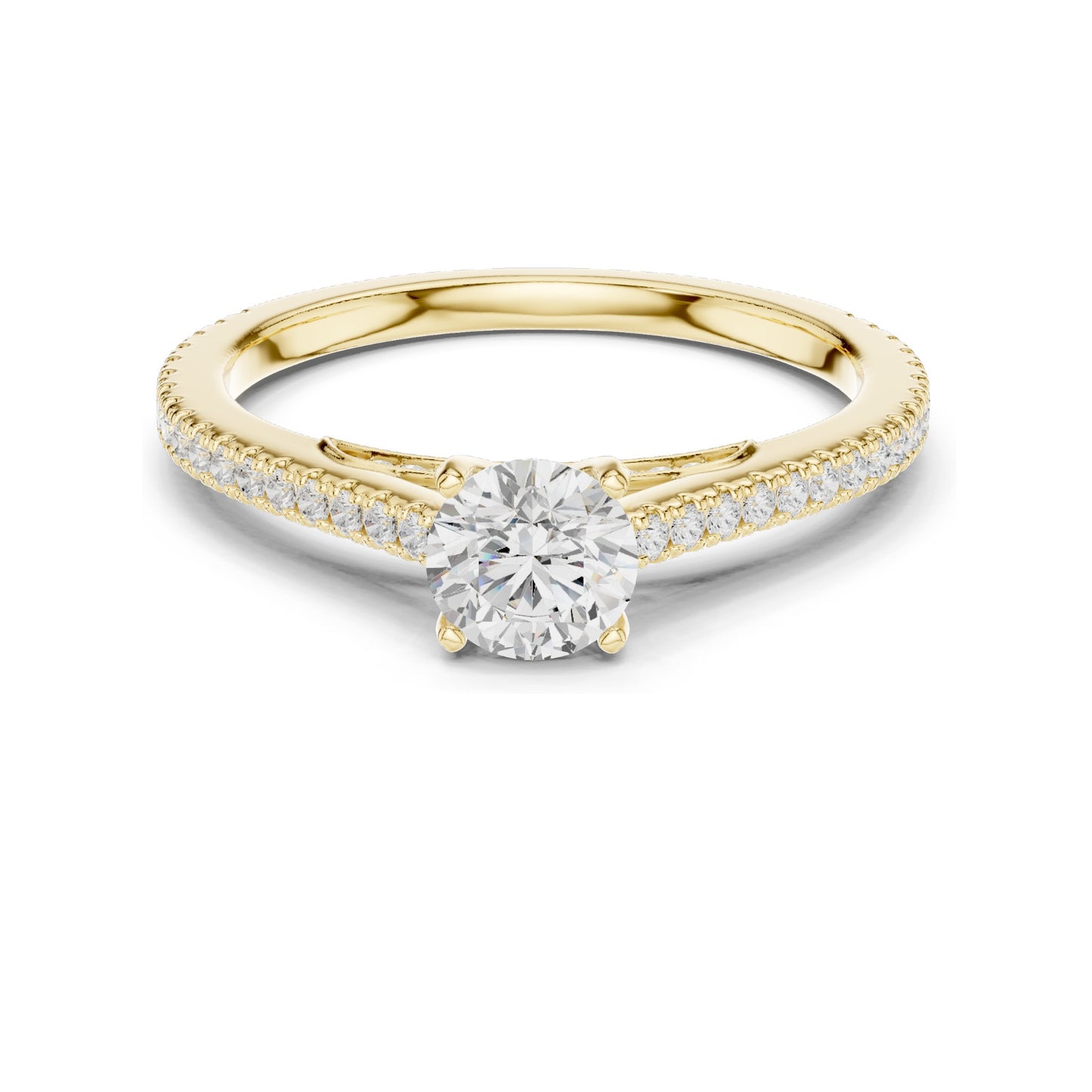 0.96 CT Round Brilliant Lab Diamond Engagement Ring for Women | VVS-VS EF Clarity | 18KT, 14KT, 10KT Gold & 925 Silver | Rose, Yellow, White Gold & Moissanite Options