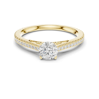 0.96 CT Round Brilliant Lab Diamond Engagement Ring for Women | VVS-VS EF Clarity | 18KT, 14KT, 10KT Gold & 925 Silver | Rose, Yellow, White Gold & Moissanite Options