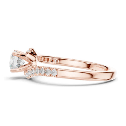 0.846 CT Round Brilliant Lab Diamond Engagement Ring for Women | VVS-VS EF Clarity | 18KT, 14KT, 10KT Gold & 925 Silver | Rose, Yellow, White Gold & Moissanite Options