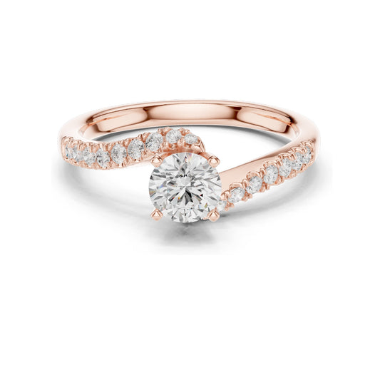0.846 CT Round Brilliant Lab Diamond Engagement Ring for Women | VVS-VS EF Clarity | 18KT, 14KT, 10KT Gold & 925 Silver | Rose, Yellow, White Gold & Moissanite Options