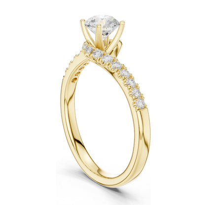 0.846 CT Round Brilliant Lab Diamond Engagement Ring for Women | VVS-VS EF Clarity | 18KT, 14KT, 10KT Gold & 925 Silver | Rose, Yellow, White Gold & Moissanite Options