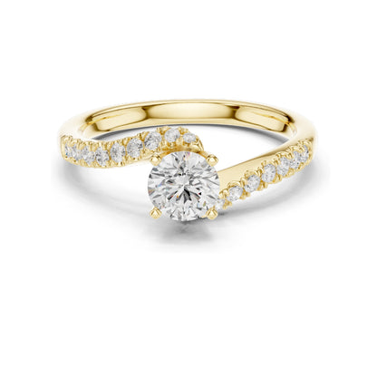 0.846 CT Round Brilliant Lab Diamond Engagement Ring for Women | VVS-VS EF Clarity | 18KT, 14KT, 10KT Gold & 925 Silver | Rose, Yellow, White Gold & Moissanite Options