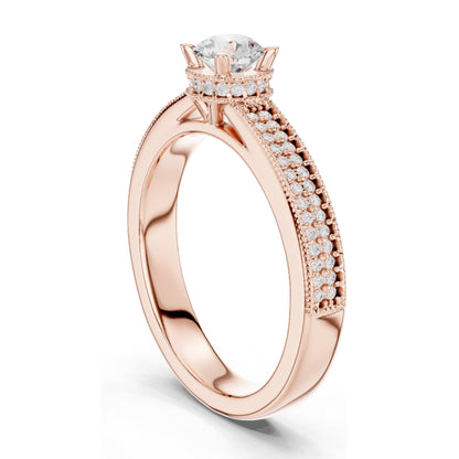 0.768 CT Round Brilliant Cut Lab Diamond Ring for Women | VVS-VS EF Clarity | 18KT, 14KT, 10KT Gold & 925 Silver | Moissanite Option | Rose, Yellow, White Gold