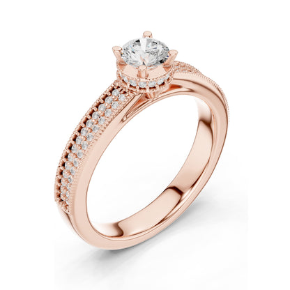 0.768 CT Round Brilliant Cut Lab Diamond Ring for Women | VVS-VS EF Clarity | 18KT, 14KT, 10KT Gold & 925 Silver | Moissanite Option | Rose, Yellow, White Gold