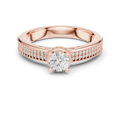 0.768 CT Round Brilliant Cut Lab Diamond Ring for Women | VVS-VS EF Clarity | 18KT, 14KT, 10KT Gold & 925 Silver | Moissanite Option | Rose, Yellow, White Gold