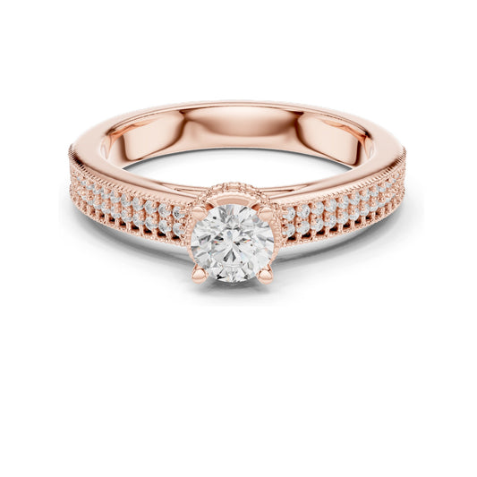 0.768 CT Round Brilliant Cut Lab Diamond Ring for Women | VVS-VS EF Clarity | 18KT, 14KT, 10KT Gold & 925 Silver | Moissanite Option | Rose, Yellow, White Gold