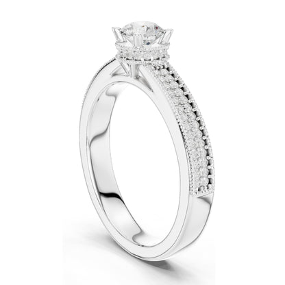 0.768 CT Round Brilliant Cut Lab Diamond Ring for Women | VVS-VS EF Clarity | 18KT, 14KT, 10KT Gold & 925 Silver | Moissanite Option | Rose, Yellow, White Gold