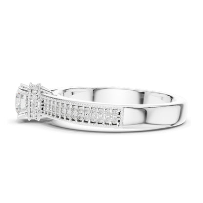 0.768 CT Round Brilliant Cut Lab Diamond Ring for Women | VVS-VS EF Clarity | 18KT, 14KT, 10KT Gold & 925 Silver | Moissanite Option | Rose, Yellow, White Gold