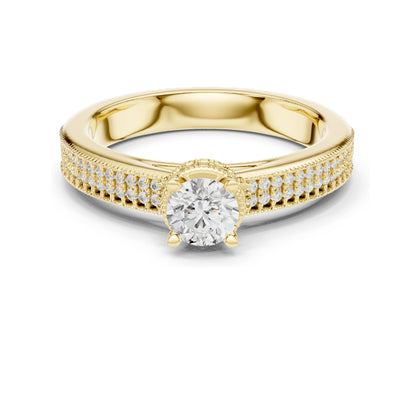 0.768 CT Round Brilliant Cut Lab Diamond Ring for Women | VVS-VS EF Clarity | 18KT, 14KT, 10KT Gold & 925 Silver | Moissanite Option | Rose, Yellow, White Gold