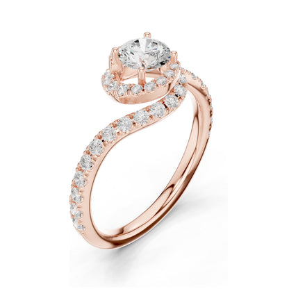 1.202 CT Round Brilliant Lab Diamond Halo Engagement Ring for Women | VVS-VS EF Clarity | 18KT, 14KT, 10KT Gold & 925 Silver | Rose, Yellow, White Gold & Moissanite Options