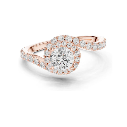 1.202 CT Round Brilliant Lab Diamond Halo Engagement Ring for Women | VVS-VS EF Clarity | 18KT, 14KT, 10KT Gold & 925 Silver | Rose, Yellow, White Gold & Moissanite Options